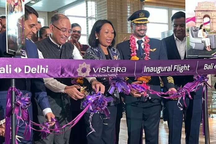 Penerbangan perdana Vistara rute New Delhi (DEL)-Denpasar (DPS) diresmikan yang dimulai pada 1 Desember 2023 dengan kapasitas 188 penumpang
