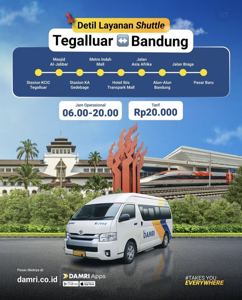 Rute layanan shuttle DAMRI